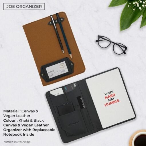 Joe Vegan Leather Organizer 4 Joe Vegan Leather Organizer - Khaki & Black