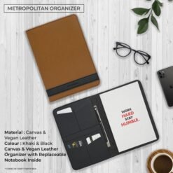Metropolitan Vegan Leather Organizer - Khaki & Black