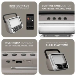 Tellivibe Max - Bluetooth Speaker with Retro Smartphone Holder