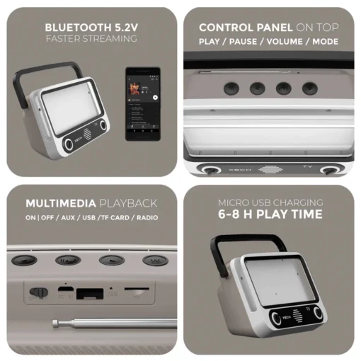 Tellivibe Max - Bluetooth Speaker with Retro Smartphone Holder