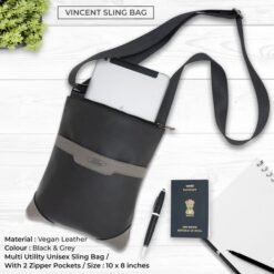 Multiutility Unisex Vincent Sling Bag Black & Grey