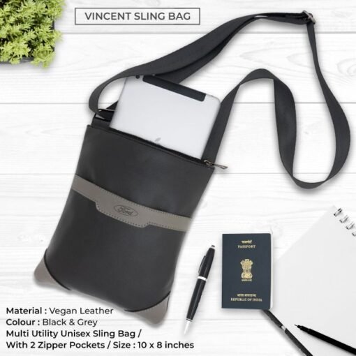 Multiutility Unisex Vincent Sling Bag Black & Grey