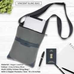 Multiutility Unisex Vincent Sling Bag Grey & Navy Blue