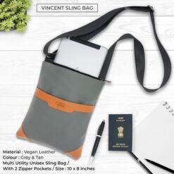 Multiutility Unisex Vincent Sling Bag Grey & Tan Brown