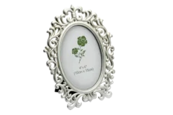 White Oval Silver Photo Frame