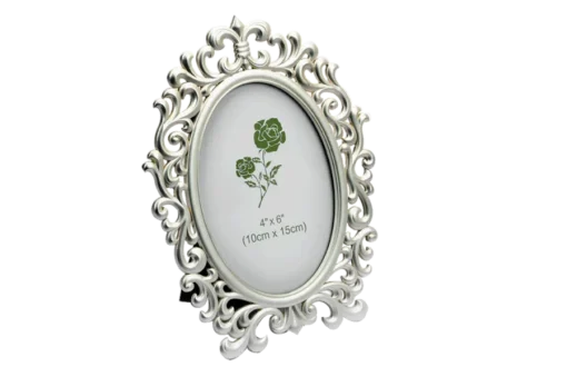 White Oval Silver Photo Frame