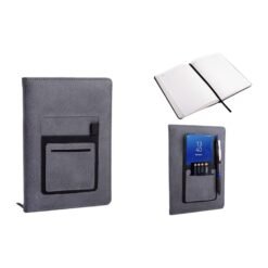 Soft Gray A5 notebook with mobile pocket, card holder pocket & pen loop by Castillo Milano - https://youtu.be/jSFUoUpH084 B113