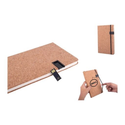 Hard bound Cork A5 notebook with Pen Drive