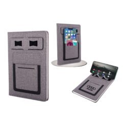 A5 notebook with Phone stand, card pocket, mobile pocket, pen loop & Elastic fastener B125