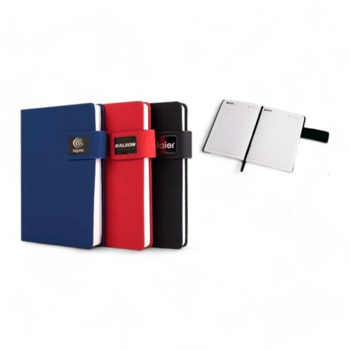 A5 Notebook with Gunmetal plate and Magnet lock | Hard bound cover | Pages with memorandum, month planner & bookmark ribbon | 176 writing B135