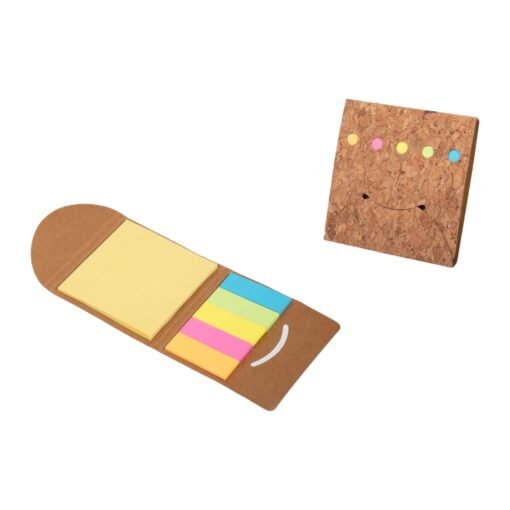 Smiley Cork notepad with Sticky notepad and strips B97