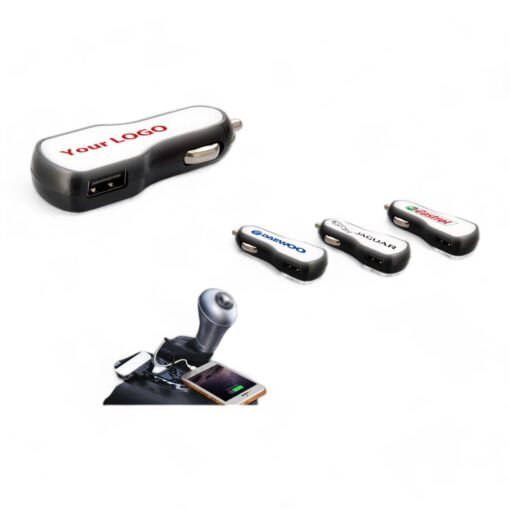 BrandGlow: Light up car charger with Full branding area (Dual USB Ports) (2.4A output) C68