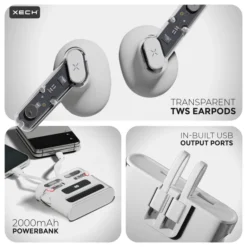 Clearpods - Transparent TWS Earpods with 2000mah Powerbank