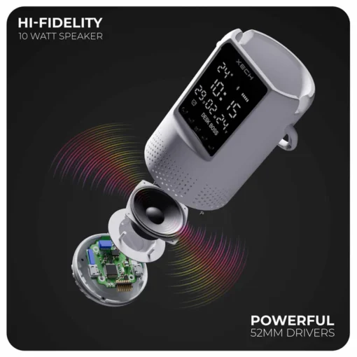 Desk Boss - White - Bluetooth Speaker, Phone Holder with Digital Clock