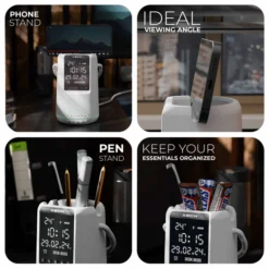 Desk Boss - White - Bluetooth Speaker, Phone Holder with Digital Clock 8 Desk Boss - White - Bluetooth Speaker, Phone Holder with Digital Clock