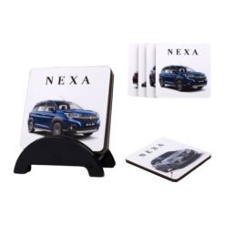 Brando Square: Set of 4 Square Wooden coasters with Stand in High Gloss Finish | MOQ 100 pcs E308