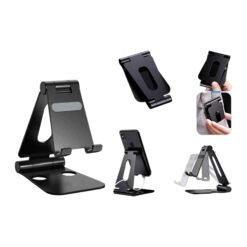 Flexo: Folding Metal Mobile Stand for Smartphones and Tabs | Folds completely to take minimal space | 3 fold style with double angle adjustment - E319