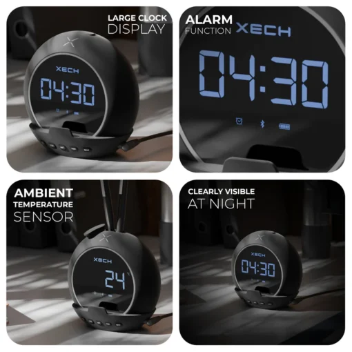 Ellipse - Black- 5W Bluetooth Speaker, Digital Clock with Alarm