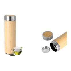 Zen: Stainless steel Bamboo Vacuum flask with Tea Strainer | Capacity 500 ml approx H191
