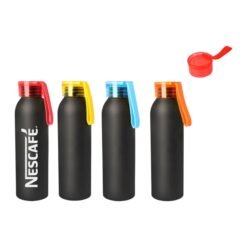 Metal water bottle with silicon carry strap (600 ml approx) H192