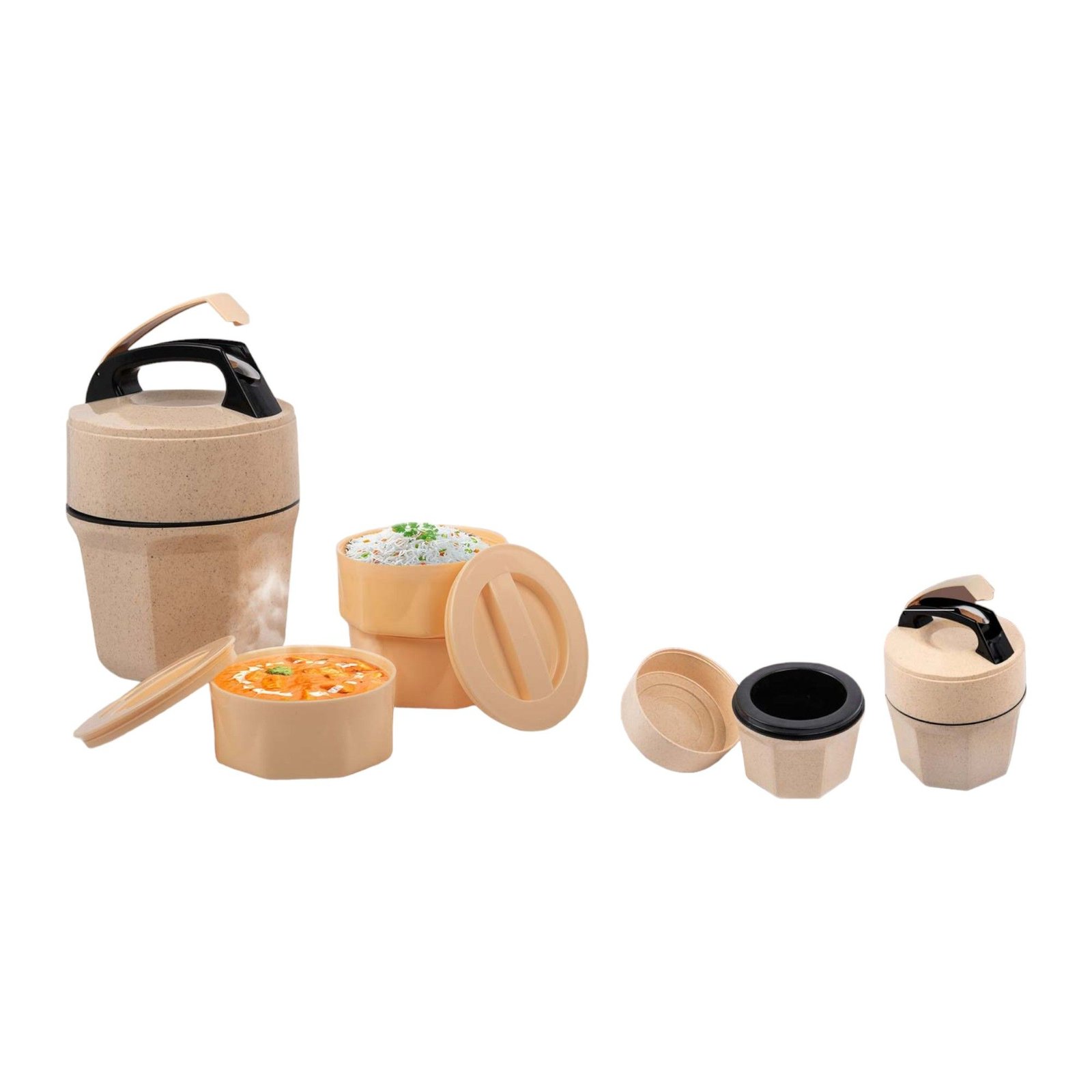 Octomeal Eco: 3 Plastic container lunch box with spoon | Made from Eco friendly material | 100% recyclable - H196 3 Octomeal Eco: 3 Plastic container lunch box with spoon | Made from Eco friendly material | 100% recyclable - H196