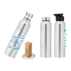 Straight steel bottle Natural | Capacity 1L approx H200