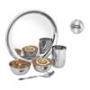 5 pc Stainless Steel Dinner set | Set of 1 Plate, 2 bowls, 1 glass and 1 spoon H213