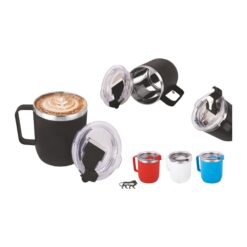 Oscar: Stainless Steel coffee mug with handle | Premium clear cap with flip top lid | Leak Proof | Capacity 350ml approx H227