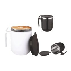 Noble: Stainless Steel Double wall Coffee mug with Pointy handle | Leak Proof | Capacity 460ml approx H229