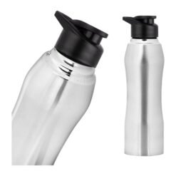 Curvy steel bottle Natural | Capacity 1L approx H230