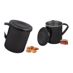 Shiny SS Coffee mug with handle | Cap included | Capacity 225ml approx H237