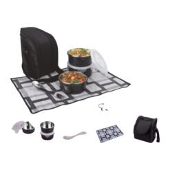 PIK-KIT mini: Lunch box combo with 3 Microwaveable SS containers | Contains Fork, Spoon, Tablemat, Premium Bag H250