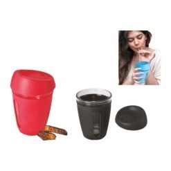 Premia II: Glass mug with Full Silicon Sleeve & lid | Capacity: 350 ml H256
