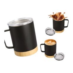 Bamboo Double wall Steel Mug with Leak Proof Lid H265