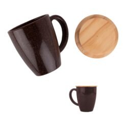 EcoBrew Mug with Lid : Coffee Fiber Eco Friendly Mug with Bamboo Lid | Capacity 300ml approx H288a