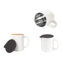 Ceramix: Ceramic Look mug with Stainless Steel inside | Lid included | Capacity 350ml approx H300