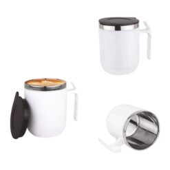 Noble: Mid Size Stainless Steel Double wall Coffee mug with Pointy handle | H302
