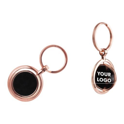 Round Rotating Key chain with Double side Gunmetal plate in Rose Gold Finish J135