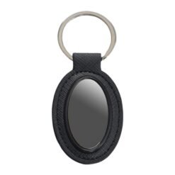 Oval metal keychain with PU base (gunmetal finish) J69