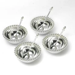 Beaded Rim Silver Bowls With Spoons 7 Ball Beaded Silver Bowl