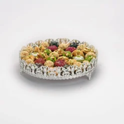 Beautiful Border Round Silver Tray, Size- Medium