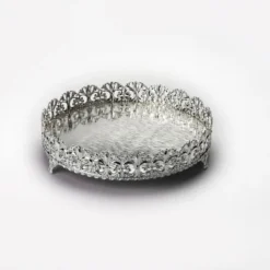 Beautiful Border Round Silver Tray, Size- Small