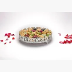 Beautiful Border Round Silver Tray, Size- Small