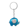 Blue Enameled Elephant Crystal Silver Keychain