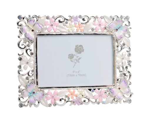 Butterfly Enameled Crystal Photo Frame