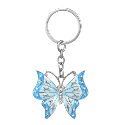 Butterfly Enameled Silver Keychain