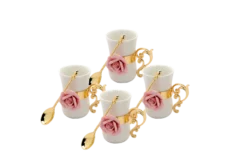 Ceramic Flower Unique Coffee Mug, Set of 4