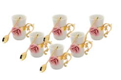 Ceramic Flower Unique Coffee Mug, Set of 6