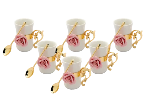 Ceramic Flower Unique Coffee Mug, Set of 6