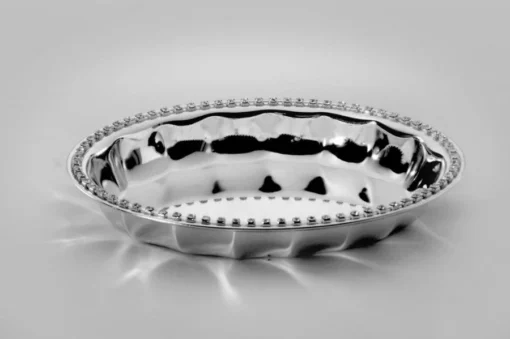 Crystal Rim Silver Oval Bowl